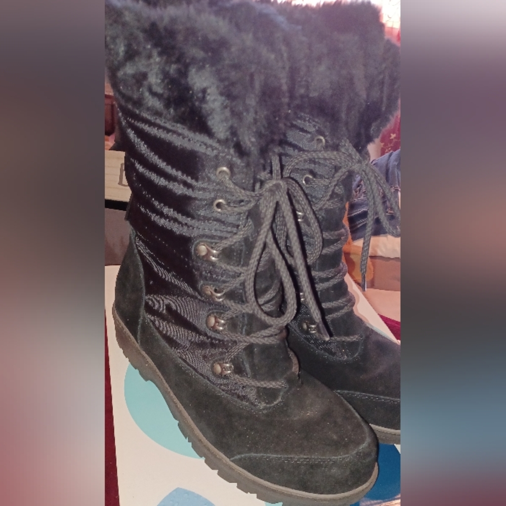 BareTraps Black Fur-Lined Winter Boots